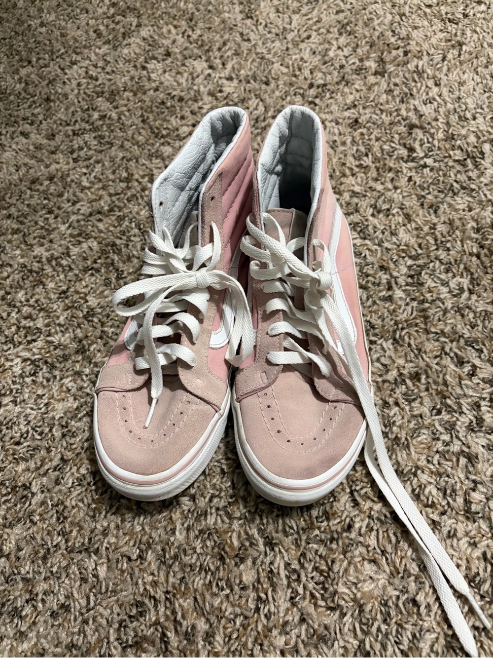 Vans Pink and White High-Top Sneakers